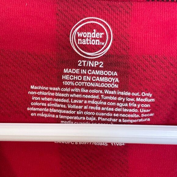NWT wonder nation toddler girl red plaid dress size 2T - Picture 2 of 3
